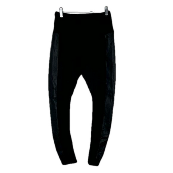 Lysse Black Leggings Faux leather Sides Size S - Picture 1 of 6